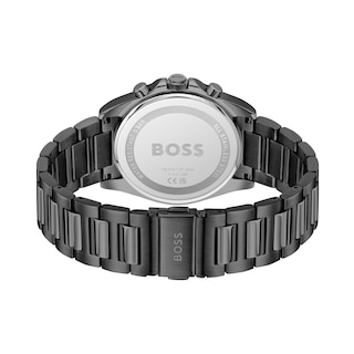 Men's Hugo Boss Strike Grey IP Chronograph Watch with Textured Light Blue Dial (Model: 1514242)