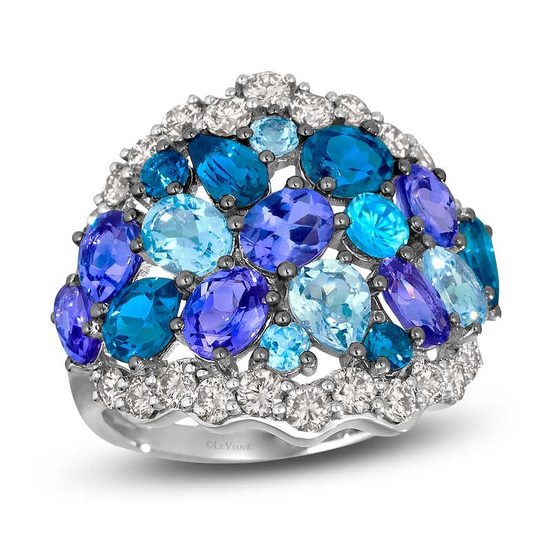 Le Vian® Blueberry Tanzanite®, Blueberry Zircon™, Blue Topaz and 0.80 CT. T.W. Nude Diamond™ Ring in 14K Vanilla Gold®