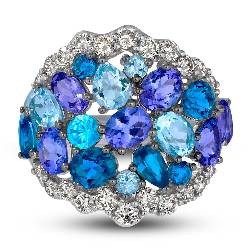 Le Vian® Blueberry Tanzanite®, Blueberry Zircon™, Blue Topaz and 0.80 CT. T.W. Nude Diamond™ Ring in 14K Vanilla Gold®