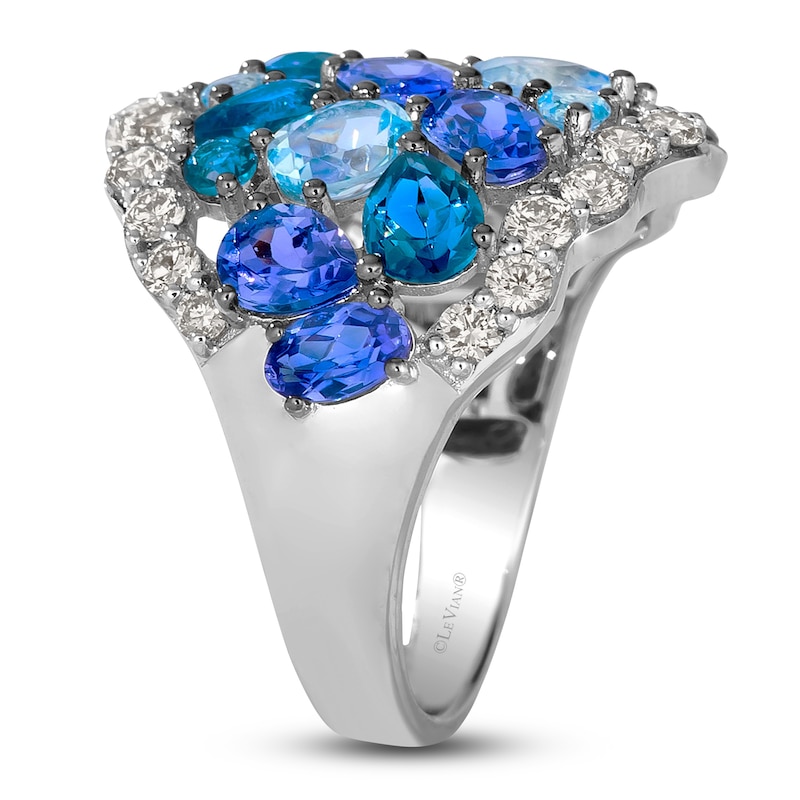 Le Vian® Blueberry Tanzanite®, Blueberry Zircon™, Blue Topaz and 0.80 CT. T.W. Nude Diamond™ Ring in 14K Vanilla Gold®