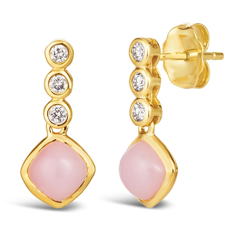 Le Vian® Cushion-Shaped Pink Opal and 0.115 CT. T.W. Nude Diamond™ Drop Earrings in 14K Honey Gold™