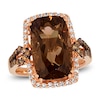 Le Vian® Cushion-Cut Chocolate Quartz® and 0.45 CT. T.W. Diamond Frame Ring in 14K Strawberry Gold®