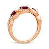 Le Vian® Oval Certified Passion Ruby™ and 0.37 CT. T.W. Nude Diamond™ Twist Frame Ring in 14K Strawberry Gold® - Size 7