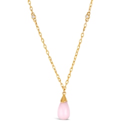 Le Vian® Cabochon Pink Opal and Diamond Accent Teardrop Pendant in 14K Honey Gold™ - 17”