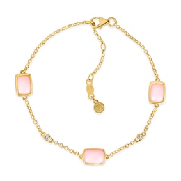 Le Vian® Cushion-Shaped Pink Opal and 0.04 CT. T.W. Nude Diamond™ Station Bracelet in 14K Honey Gold™