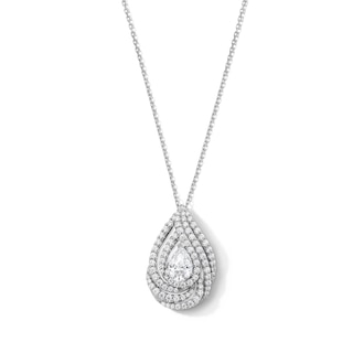 1.50 CT. T.W. Pear-Shaped Certified Lab-Created Diamond Double Swirl Frame Pendant in 10K White Gold (F/SI2)