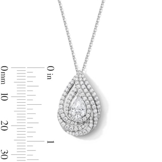 1.50 CT. T.W. Pear-Shaped Certified Lab-Created Diamond Double Swirl Frame Pendant in 10K White Gold (F/SI2)