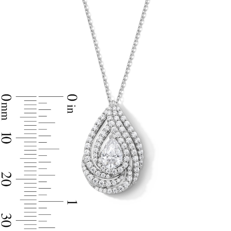 Main Image 3 of 1.50 CT. T.W. Pear-Shaped Certified Lab-Created Diamond Double Swirl Frame Pendant in 10K White Gold (F/SI2)