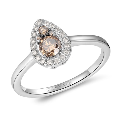 Le Vian® 0.45 CT. T.W. Chocolate Diamond® and Nude Diamond™ Pear-Shaped Frame Ring in 14K Vanilla Gold®