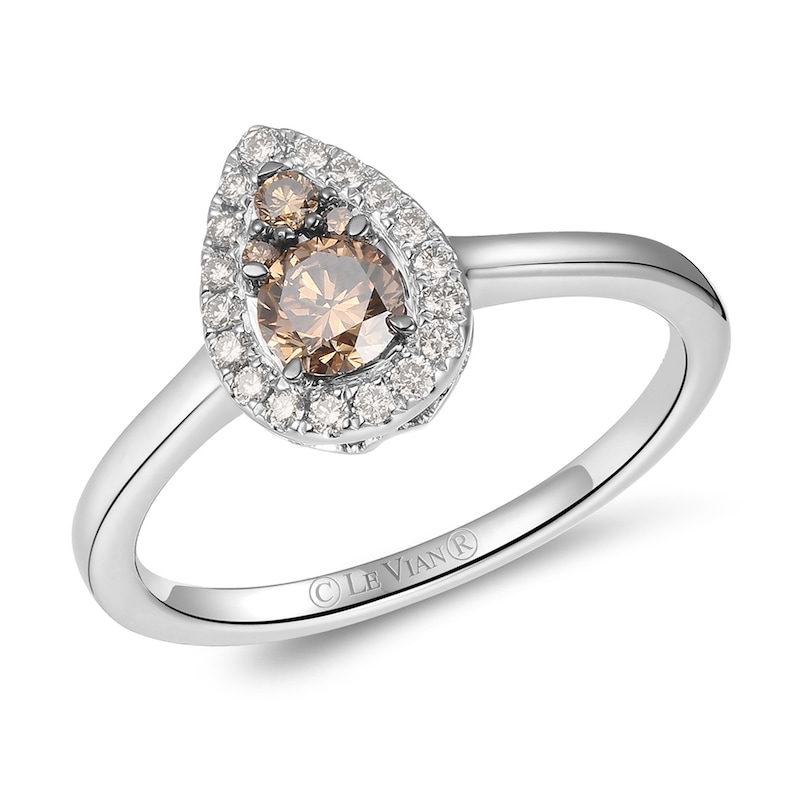 Le Vian® 0.45 CT. T.W. Chocolate Diamond® and Nude Diamond™ Pear-Shaped Frame Ring in 14K Vanilla Gold®