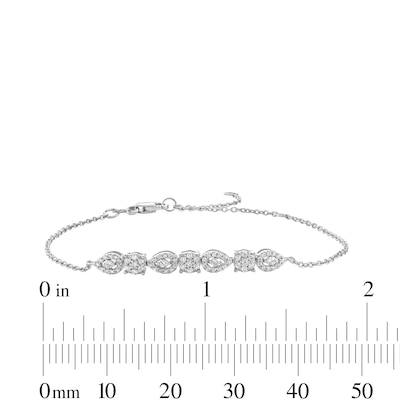 0.30 CT. T.W. Multi-Shaped Multi-Diamond Alternating Bracelet in Sterling Silver