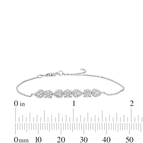 0.30 CT. T.W. Multi-Shaped Multi-Diamond Alternating Bracelet in Sterling Silver