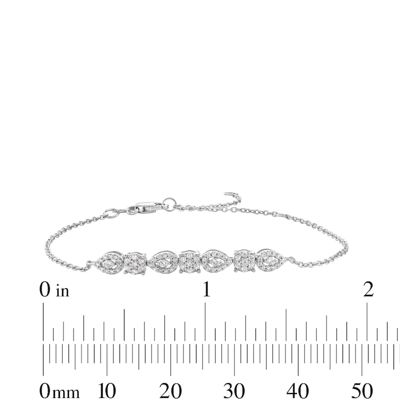 0.30 CT. T.W. Multi-Shaped Multi-Diamond Alternating Bracelet in Sterling Silver