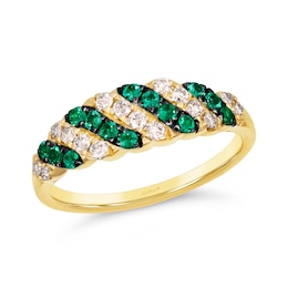 Le Vian® Costa Smeralda Emerald™ and 0.23 CT. T.W. Nude Diamond™ Slant Ring in 14K Honey Gold™