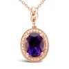 Thumbnail Image 1 of Le Vian® Oval Grape Amethyst™ and 0.085 CT. T.W. Nude Diamond™ Frame Pendant in 14K Strawberry Gold® - 20&quot;