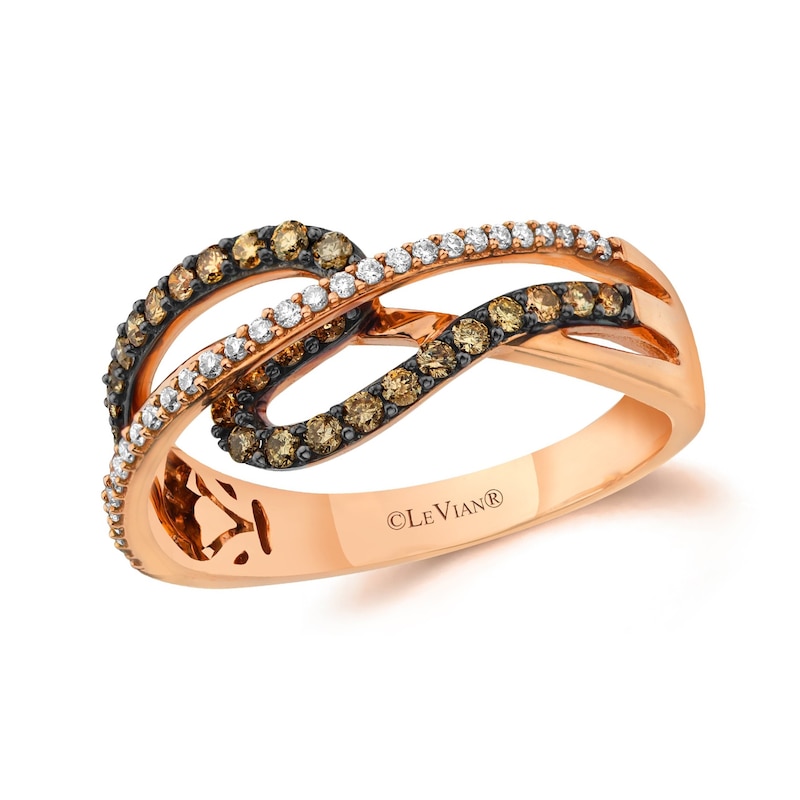 Le Vian® 0.37 CT. T.W. Chocolate Diamond® and Nude Diamond™ Crossover Ring in 14K Strawberry Gold®