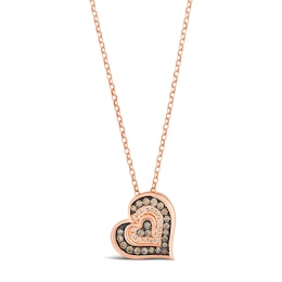 Le Vian® 0.45 CT. T.W. Chocolate Diamond® and Nude Diamond™ Tilted Heart Pendant in 14K Strawberry Gold® - 19&quot;