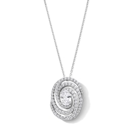 1.50 CT. T.W. Oval Certified Lab-Created Diamond Triple Swirl Frame Pendant in 10K White Gold (F/SI2)