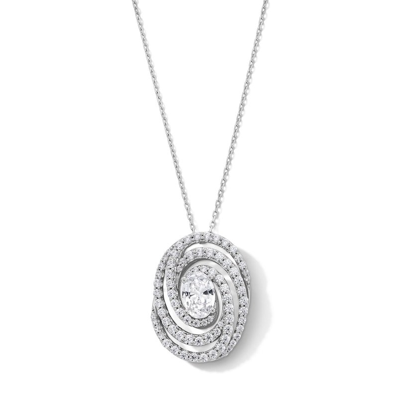 Main Image 1 of 1.50 CT. T.W. Oval Certified Lab-Created Diamond Triple Swirl Frame Pendant in 10K White Gold (F/SI2)