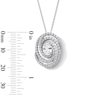 1.50 CT. T.W. Oval Certified Lab-Created Diamond Triple Swirl Frame Pendant in 10K White Gold (F/SI2)