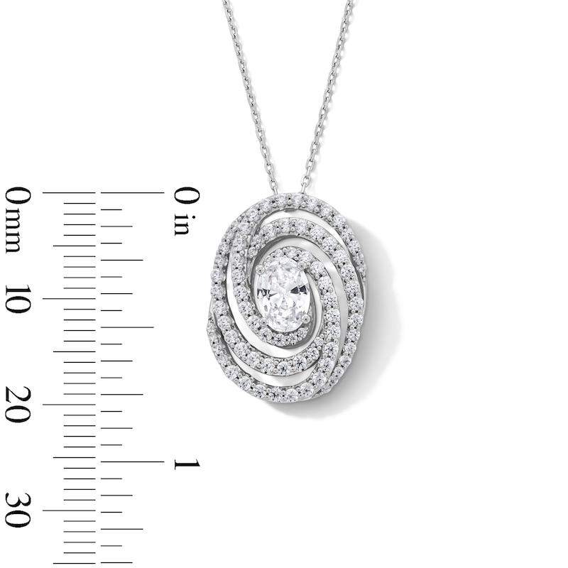 1.50 CT. T.W. Oval Certified Lab-Created Diamond Triple Swirl Frame Pendant in 10K White Gold (F/SI2)