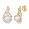 Le Vian® Freshwater Cultured Vanilla Pearl™ and 0.67 CT. T.W. Nude Diamond™ Swirl Earrings in 14K Honey Gold™