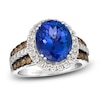 Le Vian® Oval Blueberry Tanzanite® and 0.95 CT. T.W. Diamond Frame Triple Row Ring in 14K Vanilla Gold® - Size 7