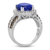 Le Vian® Oval Blueberry Tanzanite® and 0.95 CT. T.W. Diamond Frame Triple Row Ring in 14K Vanilla Gold® - Size 7