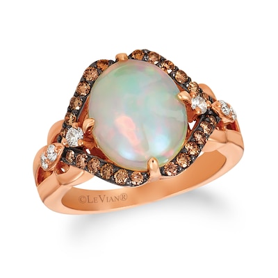 Le Vian® Oval Neopolitan Opal™ and 0.45 CT. T.W. Diamond Frame Ring in 14K Strawberry Gold®