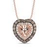 Thumbnail Image 1 of Le Vian® Heart-Shaped Peach Morganite™ and 0.45 CT. T.W. Diamond Double Frame Pendant in 14K Strawberry Gold® - 19&quot;