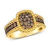 Thumbnail Image 1 of Le Vian® 0.58 CT. T.W. Chocolate Diamond® Cushion Frame Beaded Ring in 14K Honey Gold™