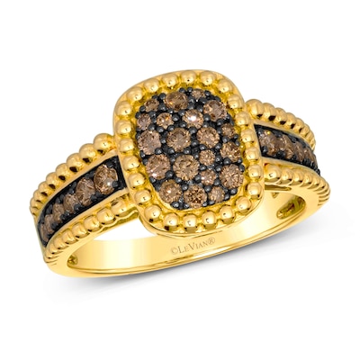 Le Vian® 0.58 CT. T.W. Chocolate Diamond® Cushion Frame Beaded Ring in 14K Honey Gold™