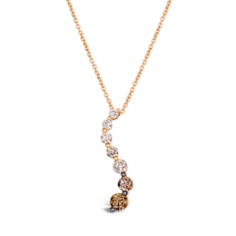 Le Vian® 0.45 CT. T.W. Chocolate Ombré Diamonds® Journey Curved Pendant in 14K Strawberry Gold® - 20&quot;