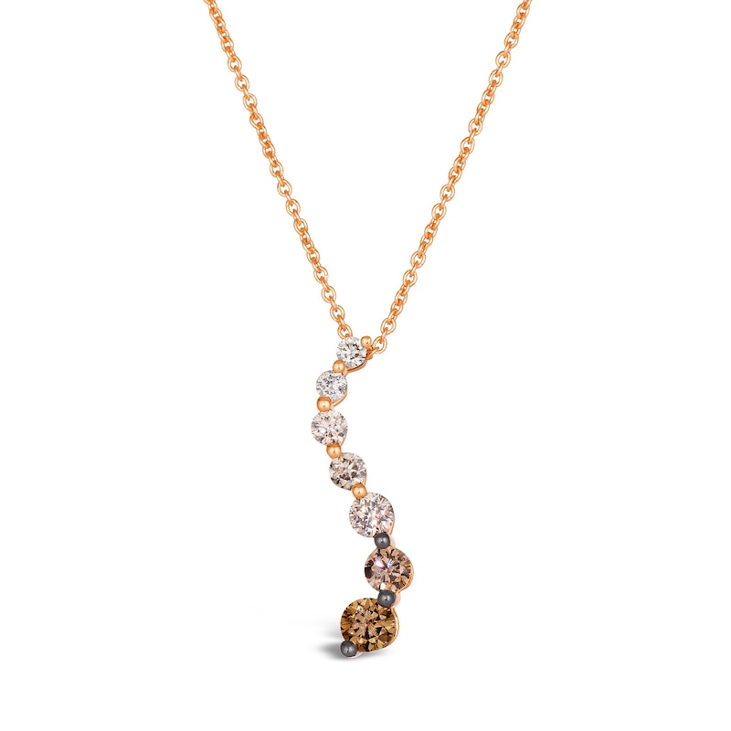 Le Vian® 0.45 CT. T.W. Chocolate Ombré Diamonds® Journey Curved Pendant in 14K Strawberry Gold® - 20"