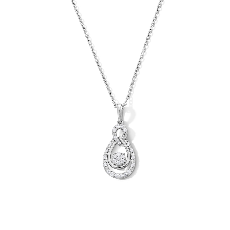 Main Image 1 of 0.145 CT. T.W. Multi-Diamond Double Teardrop Pendant in Sterling Silver