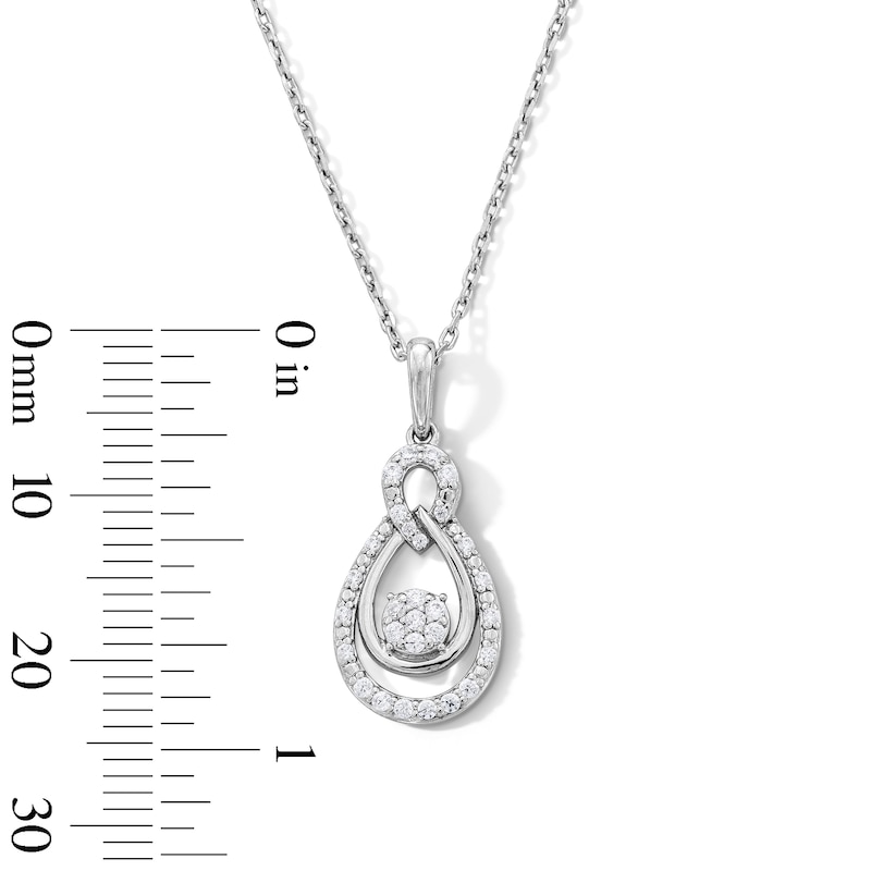 Main Image 3 of 0.145 CT. T.W. Multi-Diamond Double Teardrop Pendant in Sterling Silver