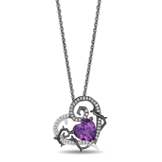 Disney Treasures The Nightmare Before Christmas Amethyst and 0.115 CT. T.W. Diamond Heart Pendant in Sterling Silver