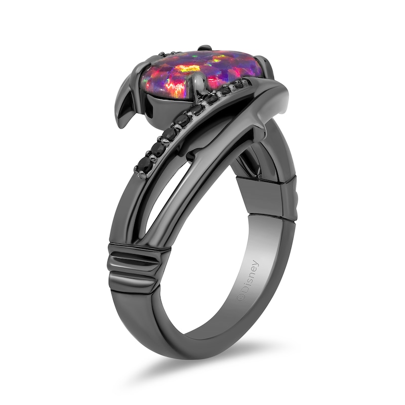 Enchanted Disney Villains Maleficent Purple Lab-Created Opal and 0.145 CT. T.W. Diamond Bypass Ring in Sterling Silver