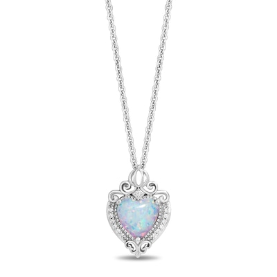 Enchanted Disney Cinderella Lab-Created Opal and Diamond Accent Pendant and Stud Earrings Set in Sterling Silver