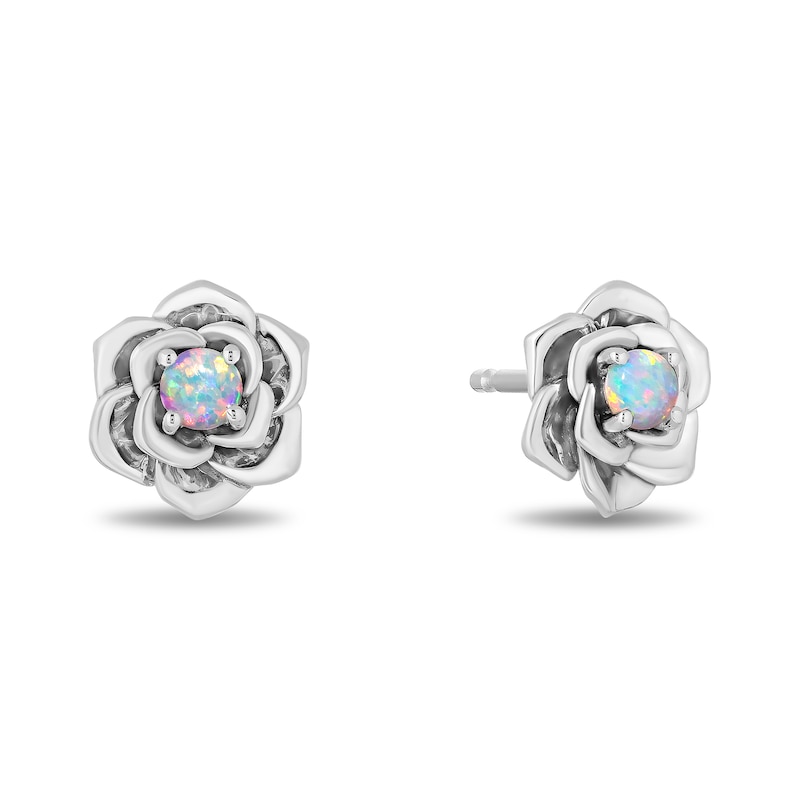 Enchanted Disney Cinderella Lab-Created Opal and Diamond Accent Pendant and Stud Earrings Set in Sterling Silver