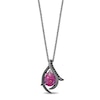 Thumbnail Image 1 of Enchanted Disney Villains Maleficent Pear-Shaped Purple Lab-Created Opal and Black Diamond Pendant in Sterling Silver