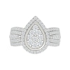 1.23 CT. T.W. Pear-Shaped Multi-Diamond Frame Multi-Row Shank Bridal Set in 10K Gold