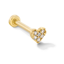 Cubic Zirconia Heart Single Cartilage Stud Earring in Hollow 14K Gold