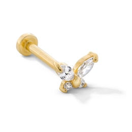 Marquise and Round Cubic Zirconia Butterfly Single Cartilage Stud Earring in Hollow 14K Gold