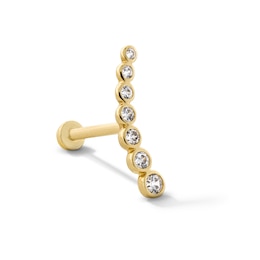 Cubic Zirconia Graduated Curved Single Cartilage Stud Earring in Hollow 14K Gold