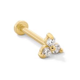 0.06 CT. T.W. Diamond Trio Single Cartilage Stud Earring in Hollow 14K Gold