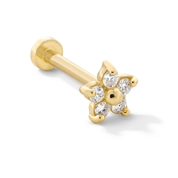 0.05 CT. T.W. Diamond Flower Single Cartilage Stud Earring in Hollow 14K Gold