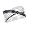 0.45 CT. T.W. Black and White Diamond Multi-Row Crossover Ring in Sterling Silver