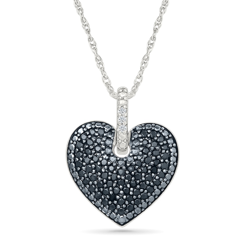 0.29 CT. T.W. Heart-Shaped Black Multi-Diamond Pendant in Sterling Silver and Black Rhodium