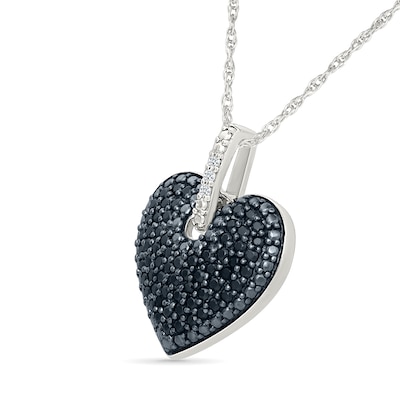 0.29 CT. T.W. Heart-Shaped Black Multi-Diamond Pendant in Sterling Silver and Black Rhodium